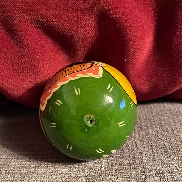 Vtg Roly-Poly Chime Bell Matryoshka Doll Hand Painted With Chicken Hen in Basket - Picture 6 of 9